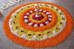 Kolam Made of Flower Petals